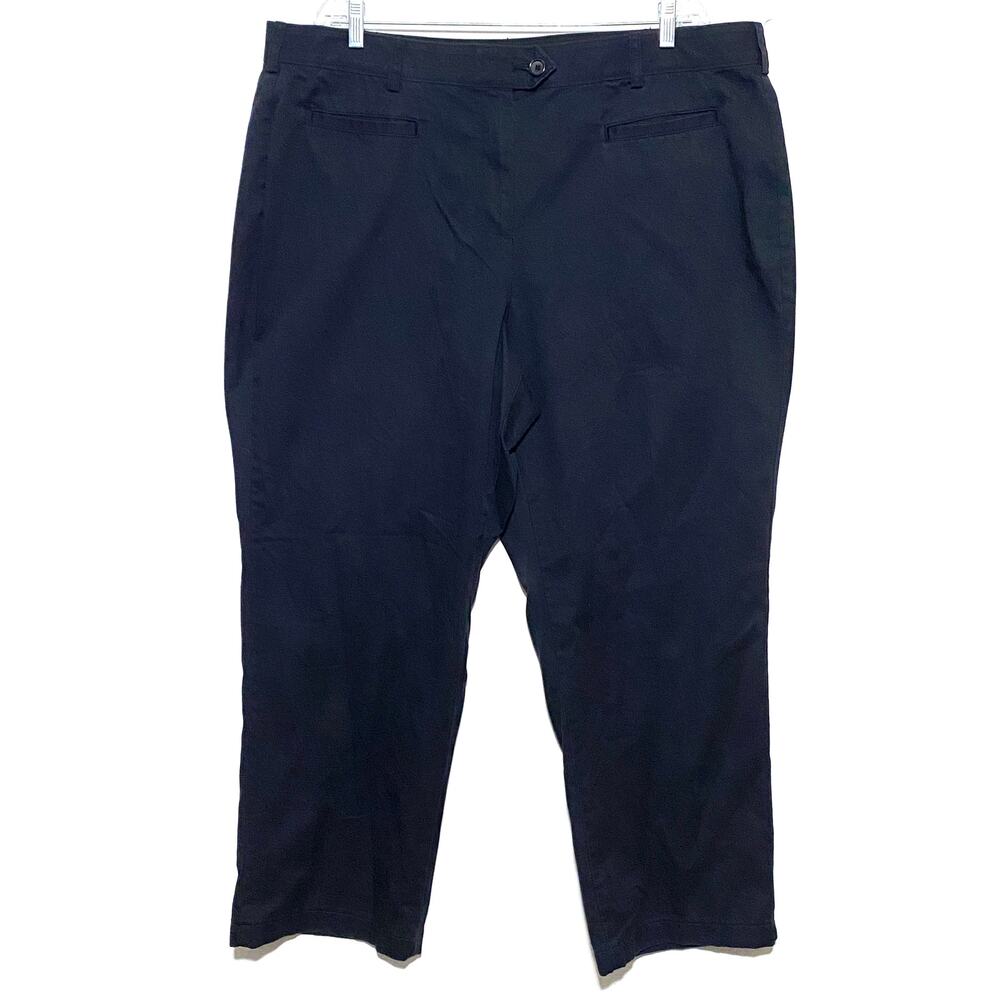 Lands End Trouser Leg Blue Pants Fit 3 Chinos Womens 20W Preppy Classic Office